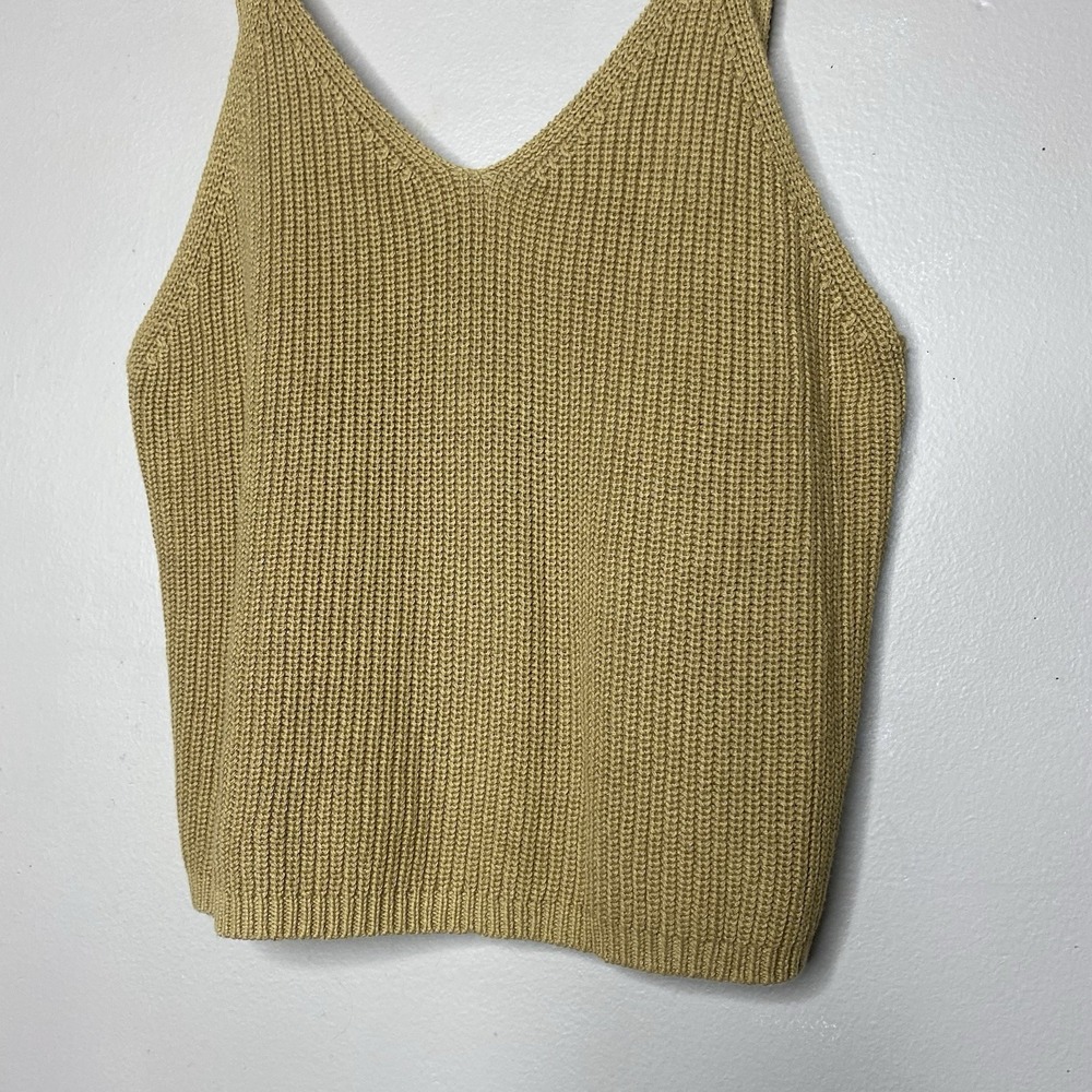 Frye Cable Knit Tan Tank Top Women's Size M V Neck Adjustable Strap - Picture 4 of 11